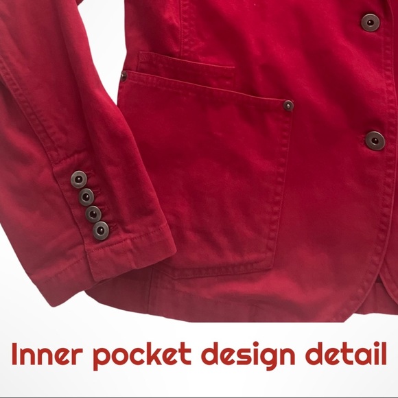 Berry Red Laura Leigh Ltd. Size 10 100% Cotton   Jacket Blazer   W/deep Pockets - Picture 8 of 11